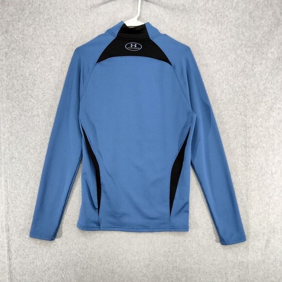 Under Armour Cold Gear Shirt Womens Size M Blue Black Long Sleeve Mock Fitted - Picture 8 of 11